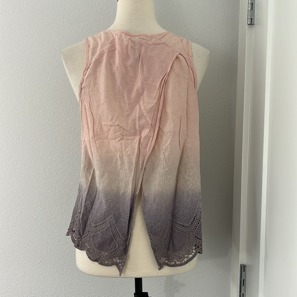 Anthropologie Aratta Medium Pink, Purple Ombre Millicent Split Back Tank Top - Picture 7 of 8